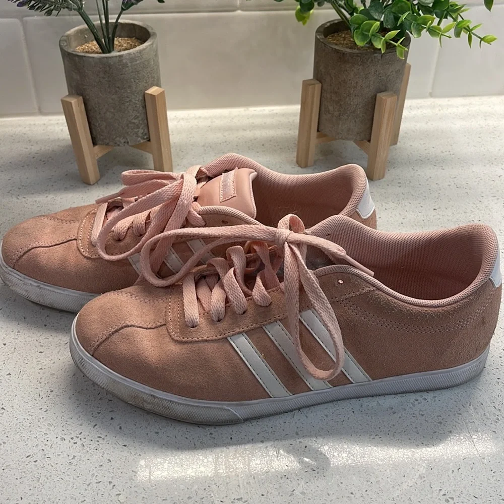 Ballet Baby Pink Adidas Shoes Gym Walking Casual Athleisure 8.5 tennis sneakers - Picture 4 of 7